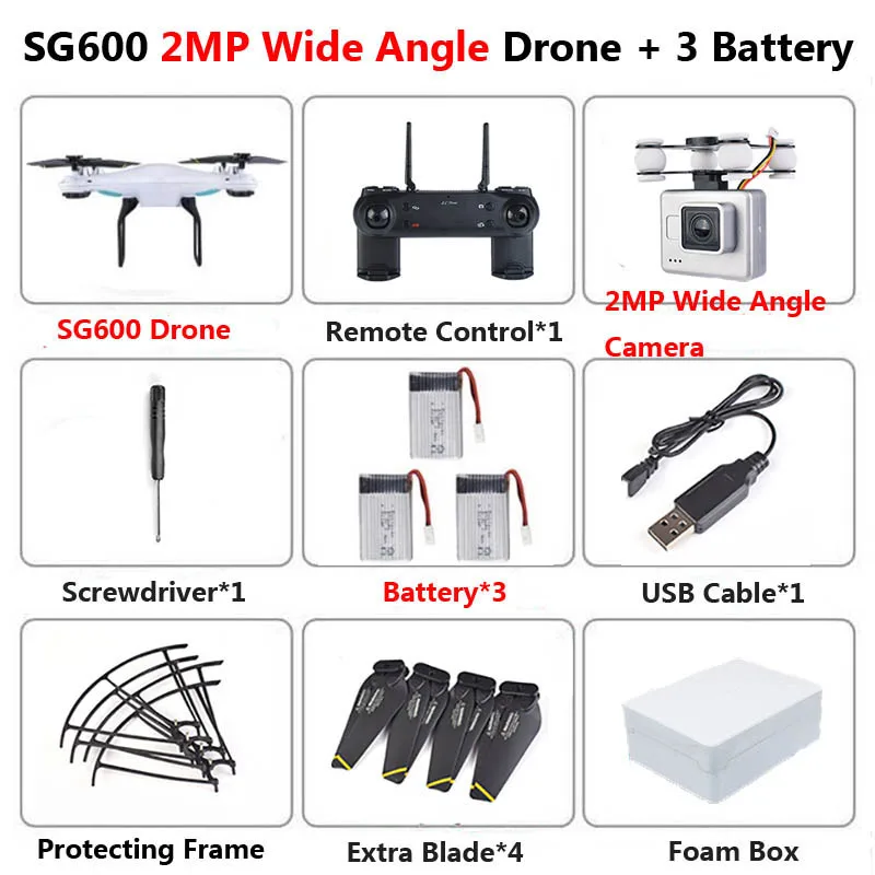 2MP Wide Angle 3B F SG600 Профессиональный Дрон с камерой светодиодный 2MP HD WiFi FPV широкоугольный высота отверстие RC Квадрокоптер вертолет игрушки подарок VS E58 X5HW - Цвет: 2MP Wide Angle 3B F