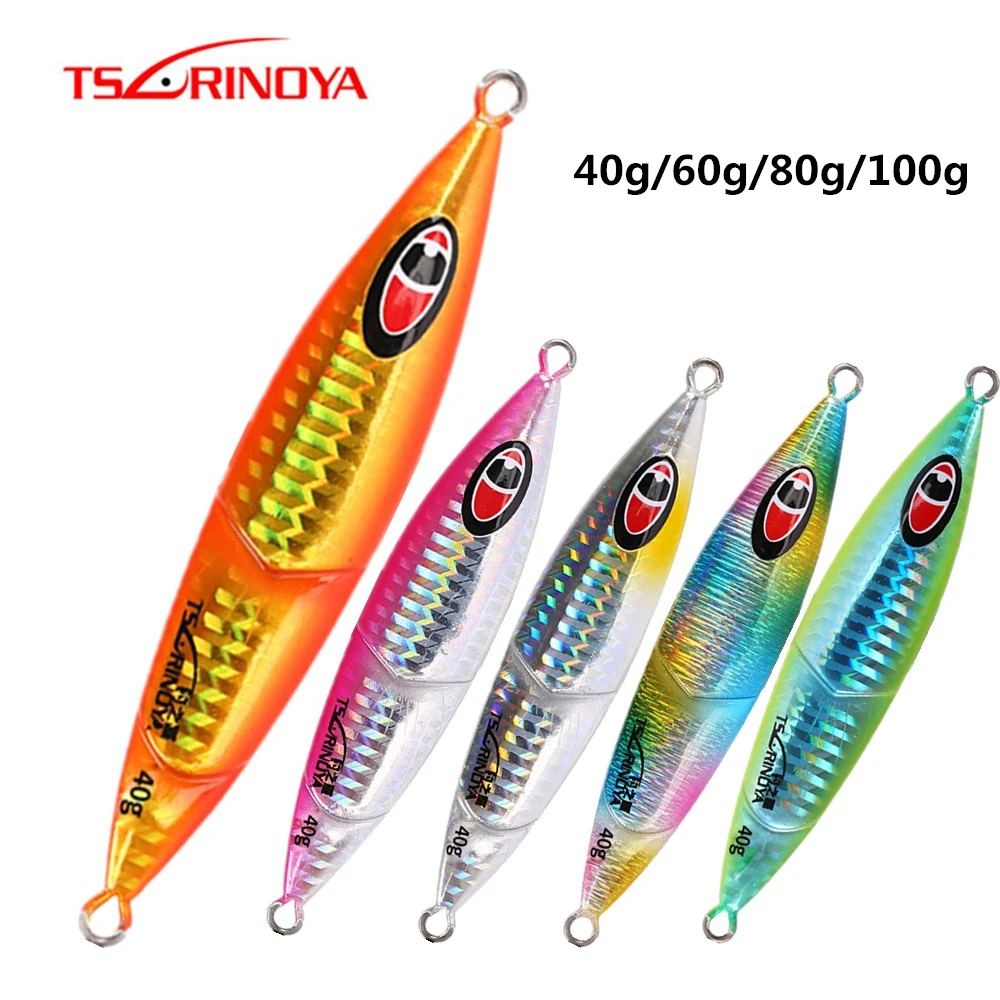 

TSURINOYA 40g 60g 80g 100g Metal jig Spoon Fishing Lure Slow Shake Jigging Long Casting Luminous Hard Bait Sea Fishing Tackle