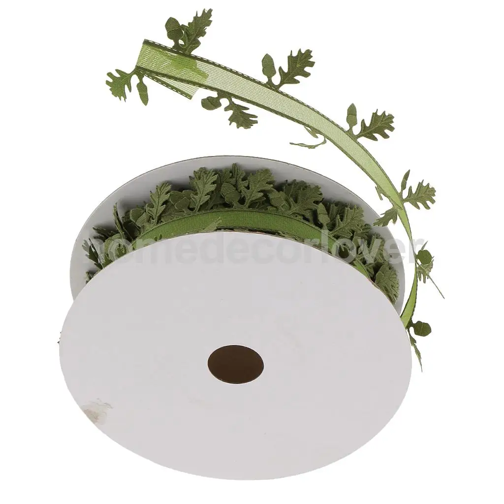 Кружевная ткань 20 метров с зелеными листочками для шитья рукоделия украшения |