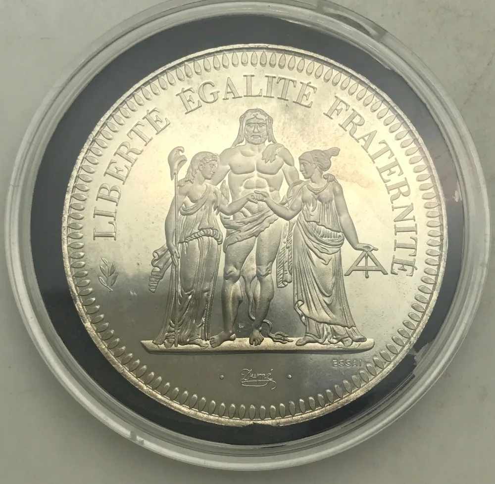 Франция LIBERTE EGALITE FRATERNITE 1973 20 франков 90% Серебро с оригинальным Englsih письмо край Республика франкоза имитация монеты
