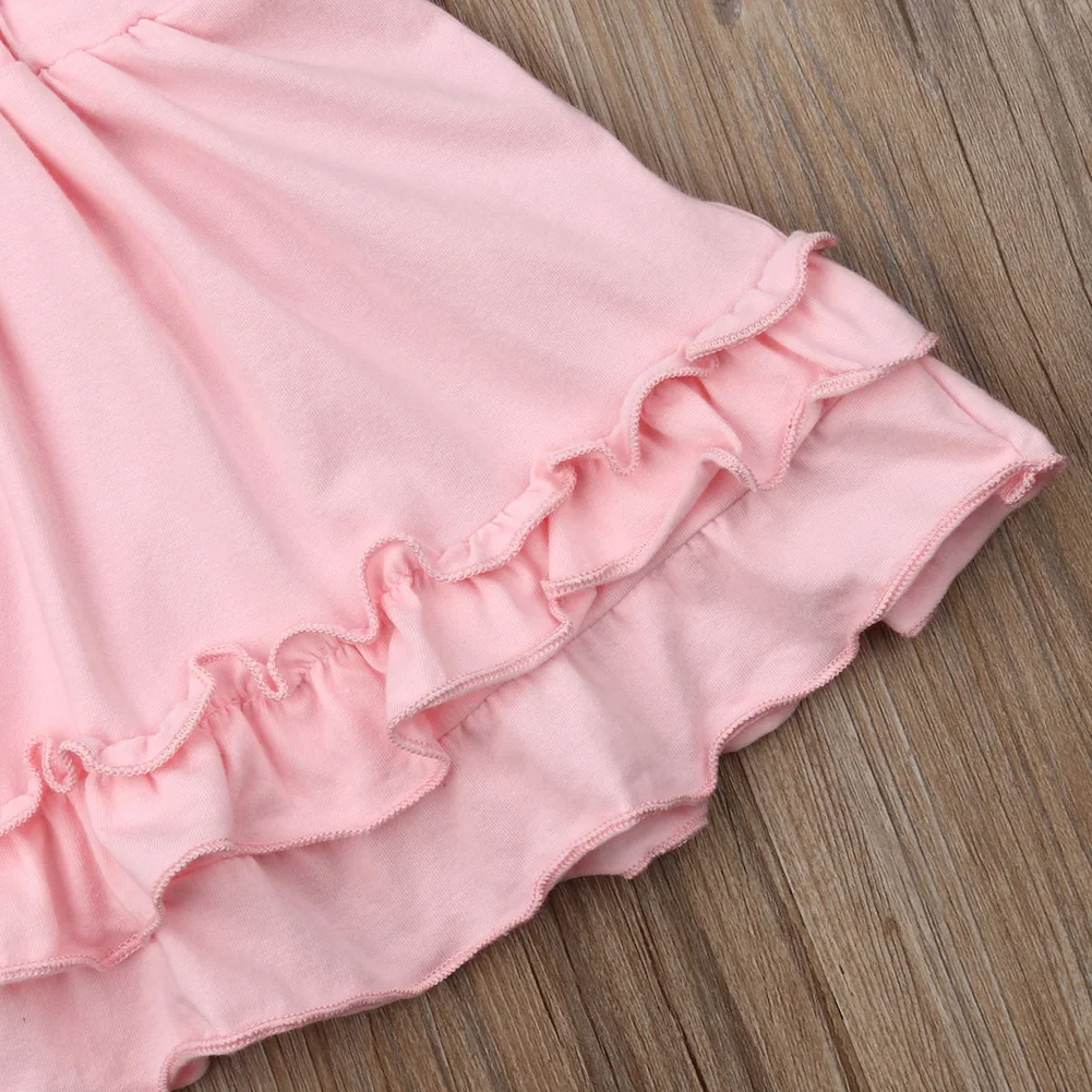 Cute Infant Baby Toddler Girl Clothes Sets Eyelash T-shirt Suspender Pink Dress Outfit |
