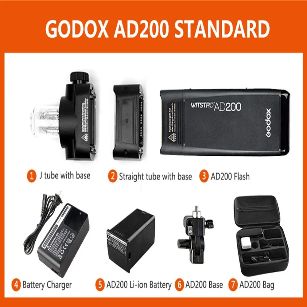 Стандартный комплект вспышки Godox AD200 со светодиодсветильник лампой и триггерным