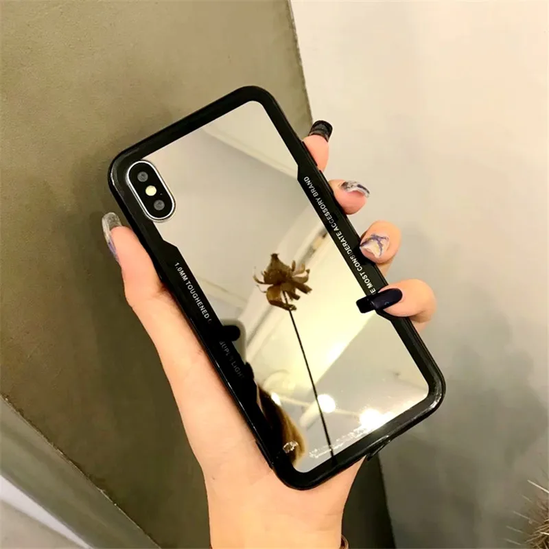 Ayeena зеркальный чехол для телефона из закаленного стекла макияжа iPhone Xs Max XR Kilifi X 7