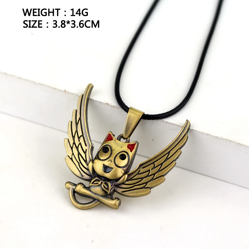 Anime Fairy Tail Necklace Alloy Cat with Wings Necklaces&ampPendant Naz and Lucy Habi Cosplay Bronze Pendant Necklaces for Women-30 |