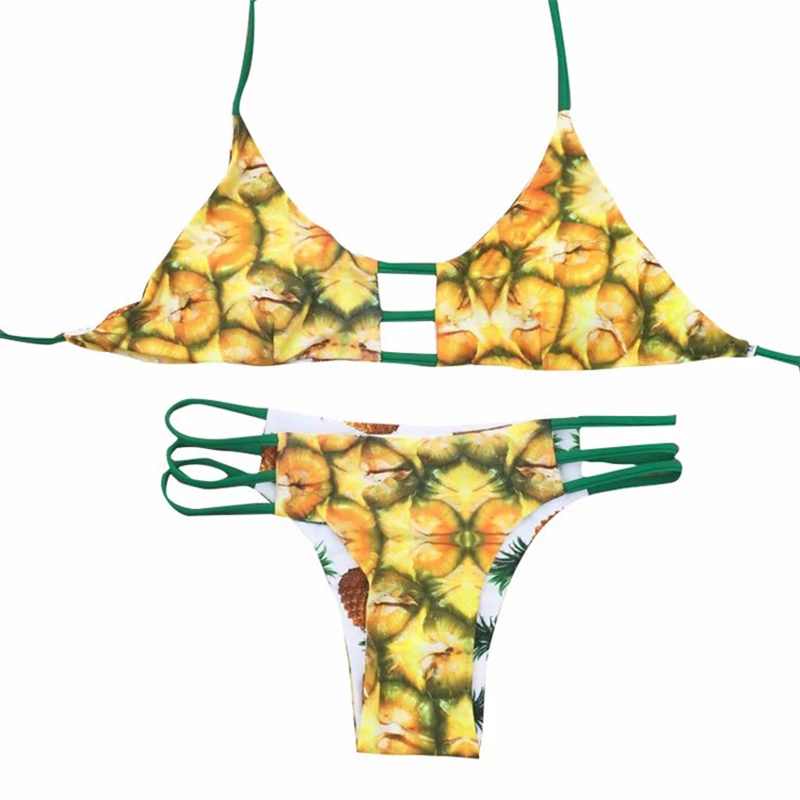 Pacent желтый бикини с ананасами Наборы женский купальник фруктами летний