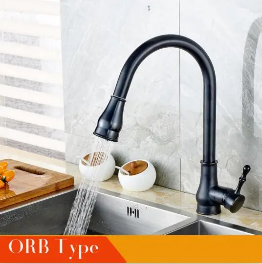 ORB Type Кухонный кран выдвижной кухонный кран для раковины Золотой хромированный матовый 360 Вращающийся поток распыляющий смеситель кран горячая холодная колода монтажный Тор - Цвет: ORB Type