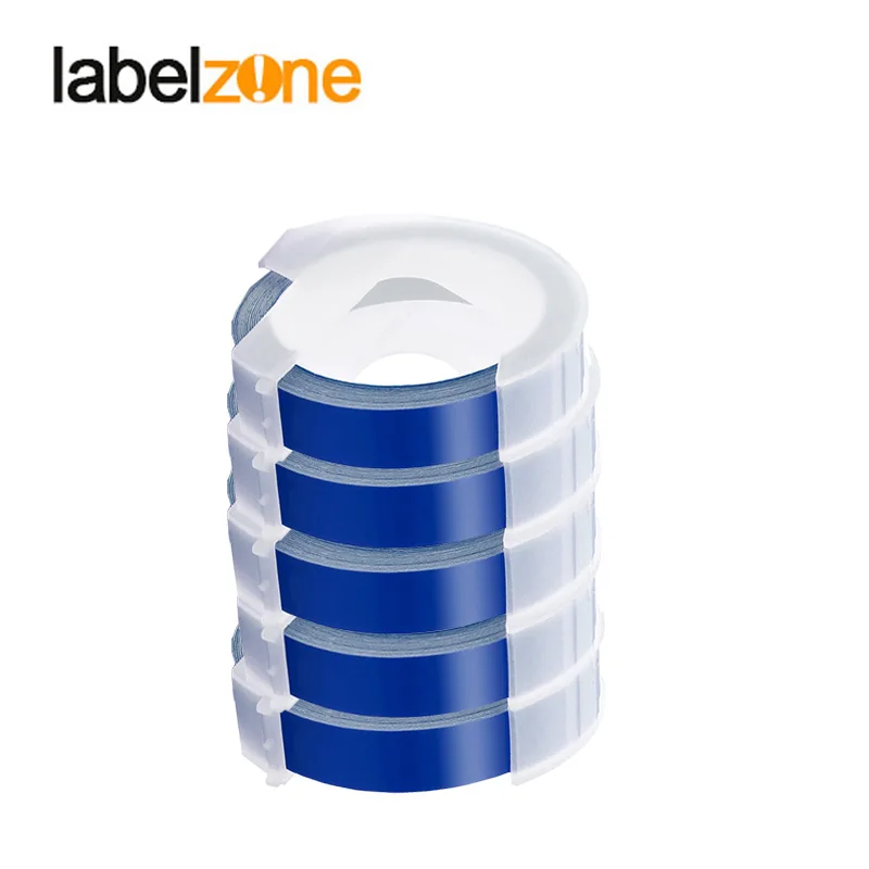 blue 5 рулонов Dymo, 6 мм, 9 мм, 12 мм, черная лента для тиснения этикеток, совместимый с Dymo 1610, ручная машина для изготовления этикеток Motex E101 - Цвет: blue