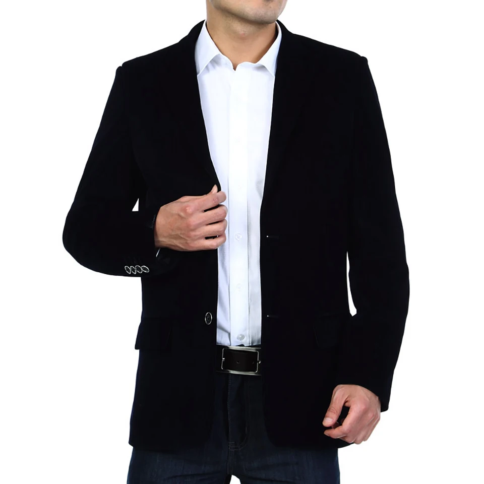 Men's Cotton Corduroy Coat Single Breasted Blazer Jacket Mens Casual Costume Homme | Мужская одежда