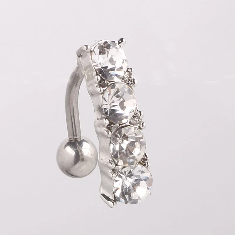 Пупка Кольцо серебро 4 драгоценный камень пирсинг тела пупок кольцо ювелирные