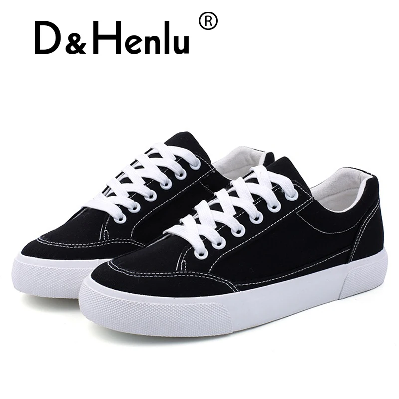 {D & Henlu} однотонные белые парусиновые туфли классические женские на плоской