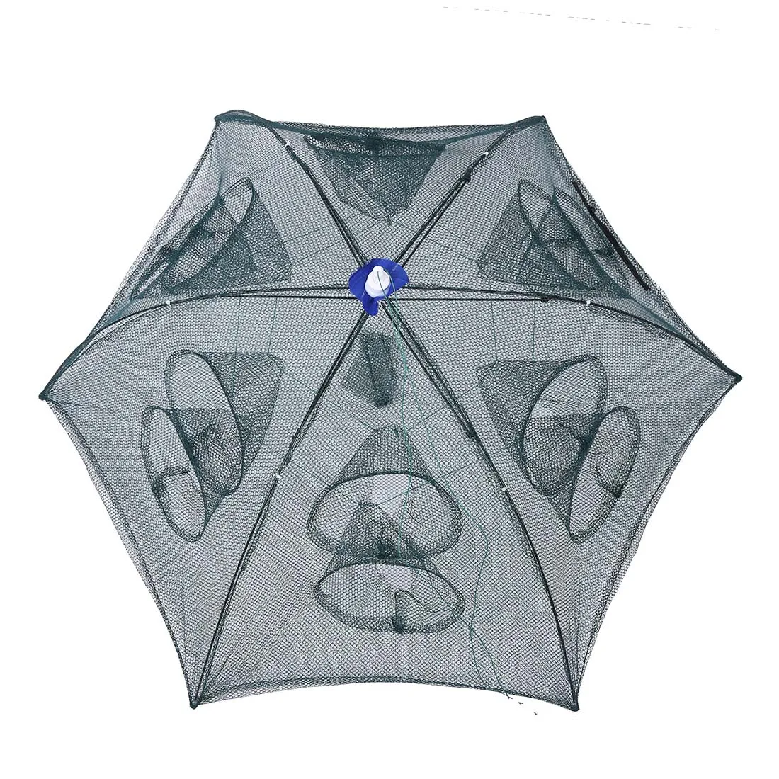 SEWS-Trap Net Fishing Camaron Cage Portable Umbrella Style Foldable with 12 Holes Green | Спорт и развлечения