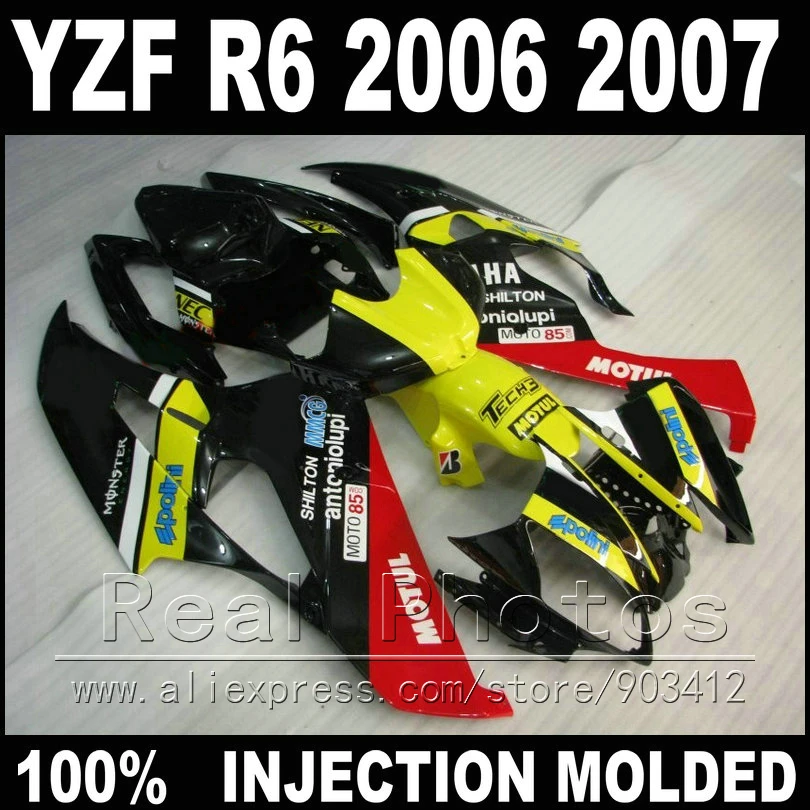 MOTOMARTS 100% подходит для комплекта обтекателей YAMAHA R6 2006 2007 литье под давлением
