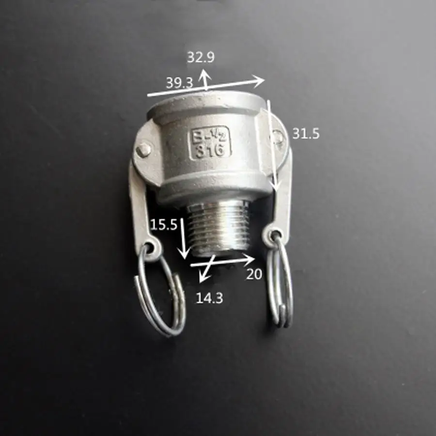 1/2 &quotBSPT Male x Socket Type B Camlock БЫСТРОРАЗЪЕМНАЯ муфта 316 Stianless кулачковая канавка для