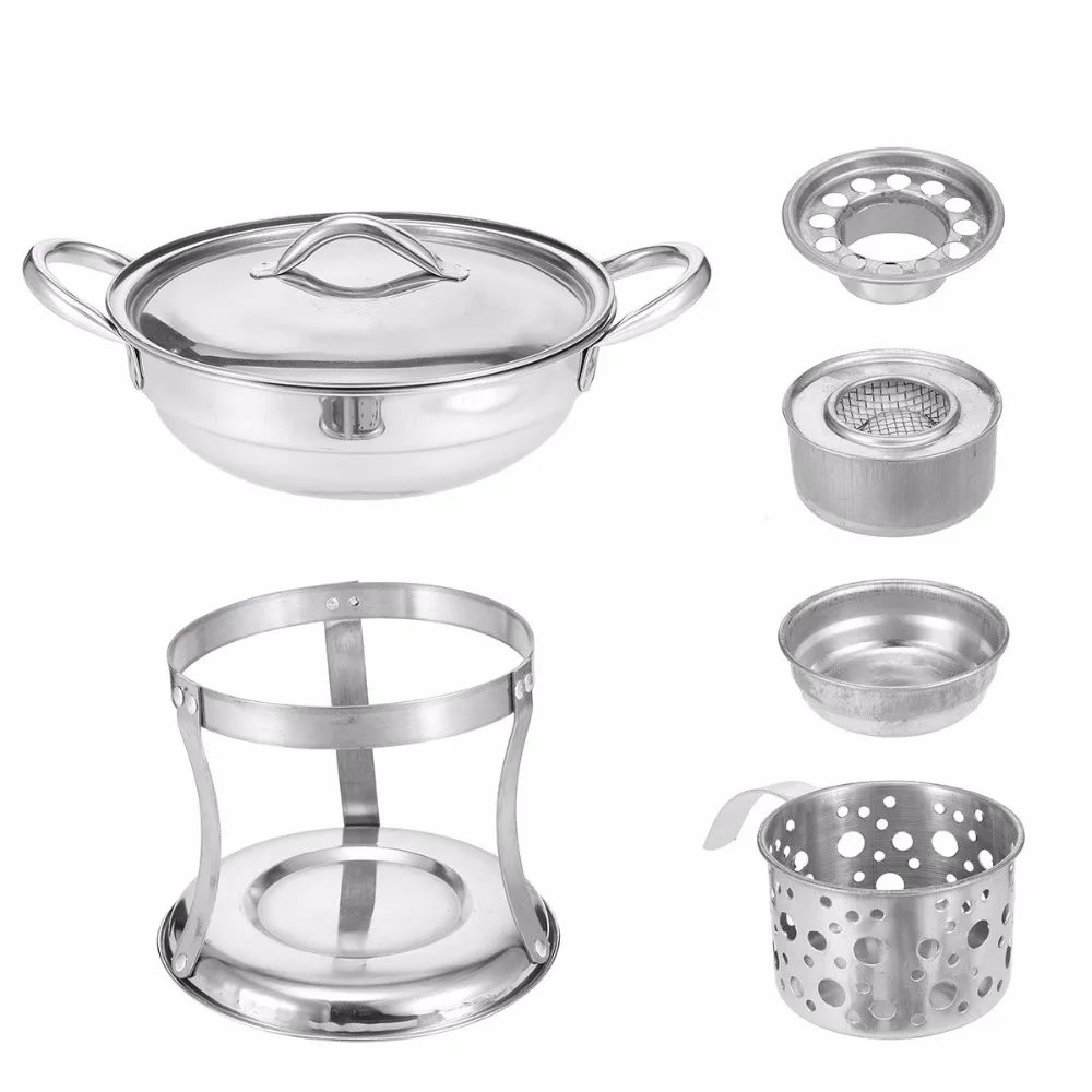 Новый горячий горшок Shabu из нержавеющей стали с спиртовой горелка и крышка