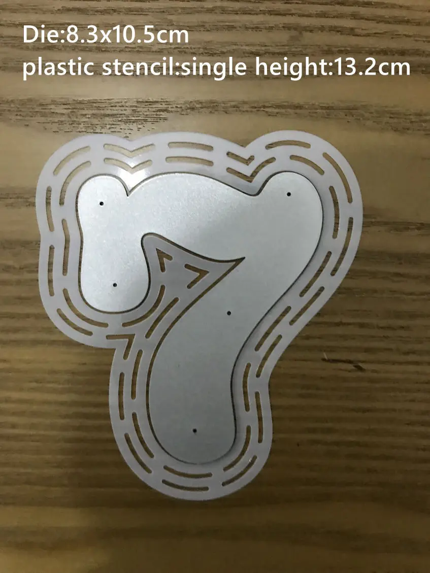 7dies and stencil От 0 до 9 цифр металлические режущие штампы с пластиковым трафаретом, лист для рисования скрапбукинга, альбом для тиснения, рукоделие, изготовление карт - Цвет: 7dies and stencil