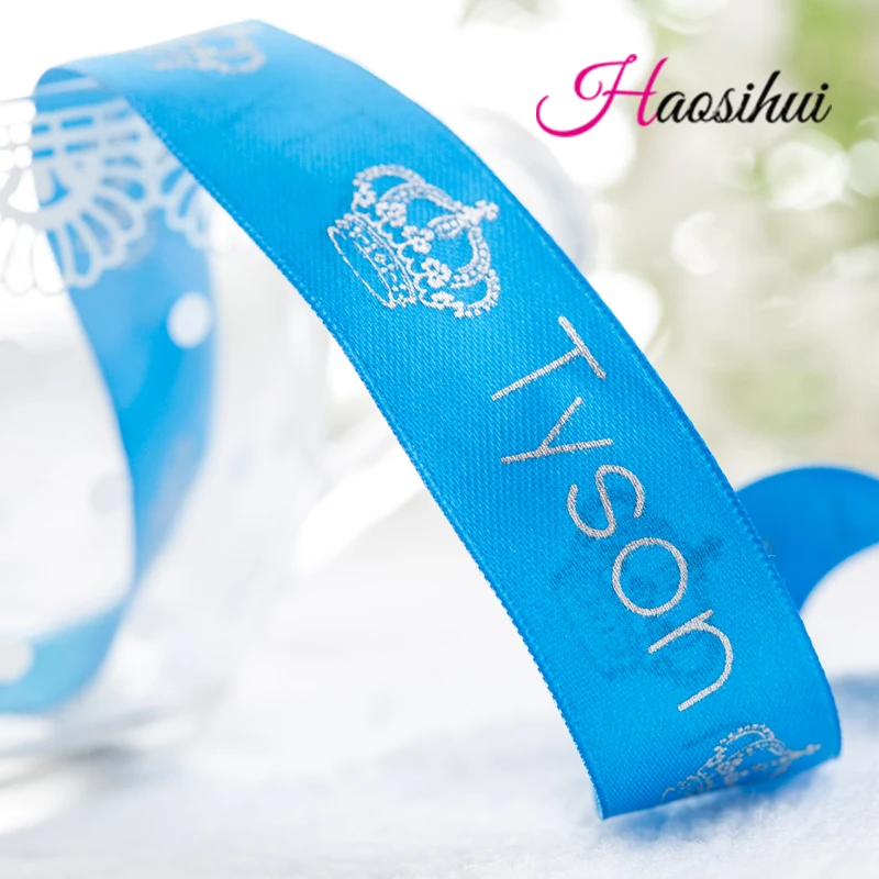 

HAOSIHUI Free design 5/8''(16mm) 100 Yard/Lot Gift Packaging Polyester Decoration Personalized Ribbon Wedding and Gifts Custom