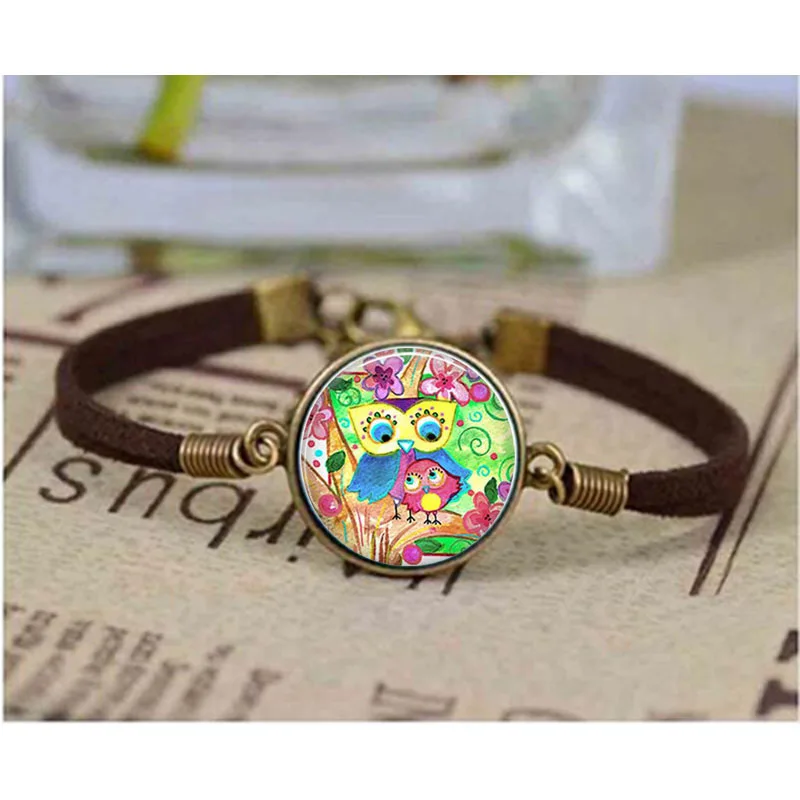 Садовый браслет с совами стеклянный для мамы и ребенка ювелирных изделий подарок