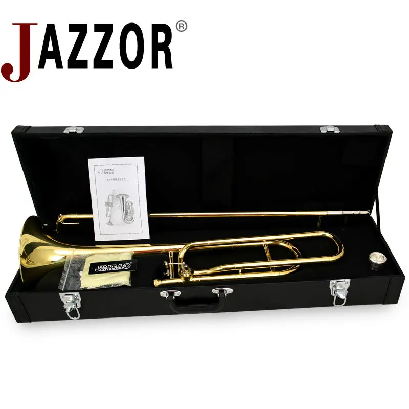 JAZZOR JBSL-800 тромбон тенора с мундштуком чехол, перчатки, золотые латунные духовые инструменты