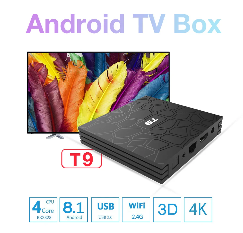 ТВ-приставка Rovtop T9 4 ГБ 32 ГБ/64 Гб RK3328 четырехъядерный смарт-приставка Android 8,1 Bluetooth 4,0 H2.65 4K 2,4G/5G wifi приставка