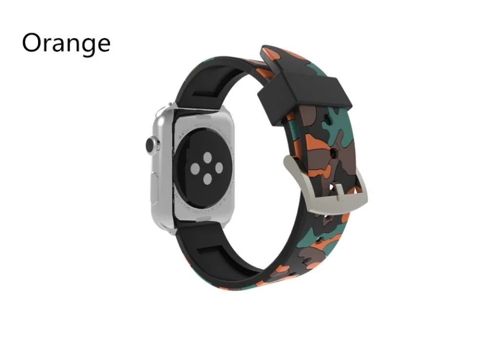 Спортивный силиконовый Камуфляжный ремешок для Apple Watch Series 4 3 2 1 с пряжкой 38 42 мм