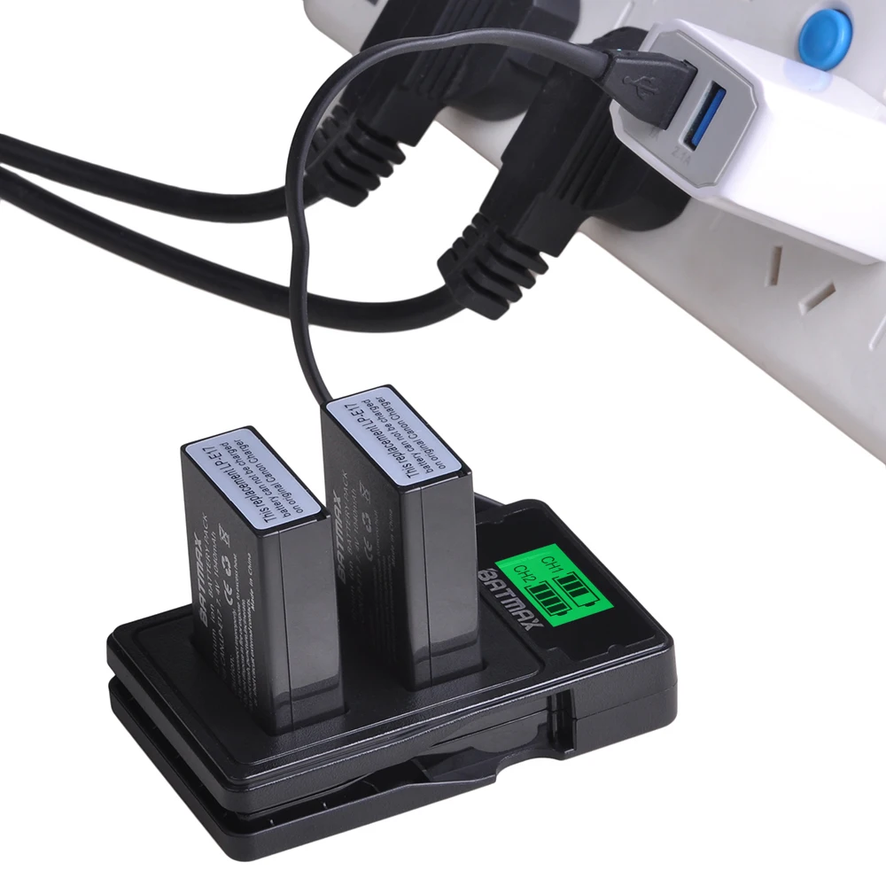 2 шт. LPE17 LP-E17 LP E17 батарея+ ЖК-дисплей Dual USB зарядное устройство с портом type C для Canon EOS M3 M5 M6 Rebel T6i T7i EOS 77D 750D