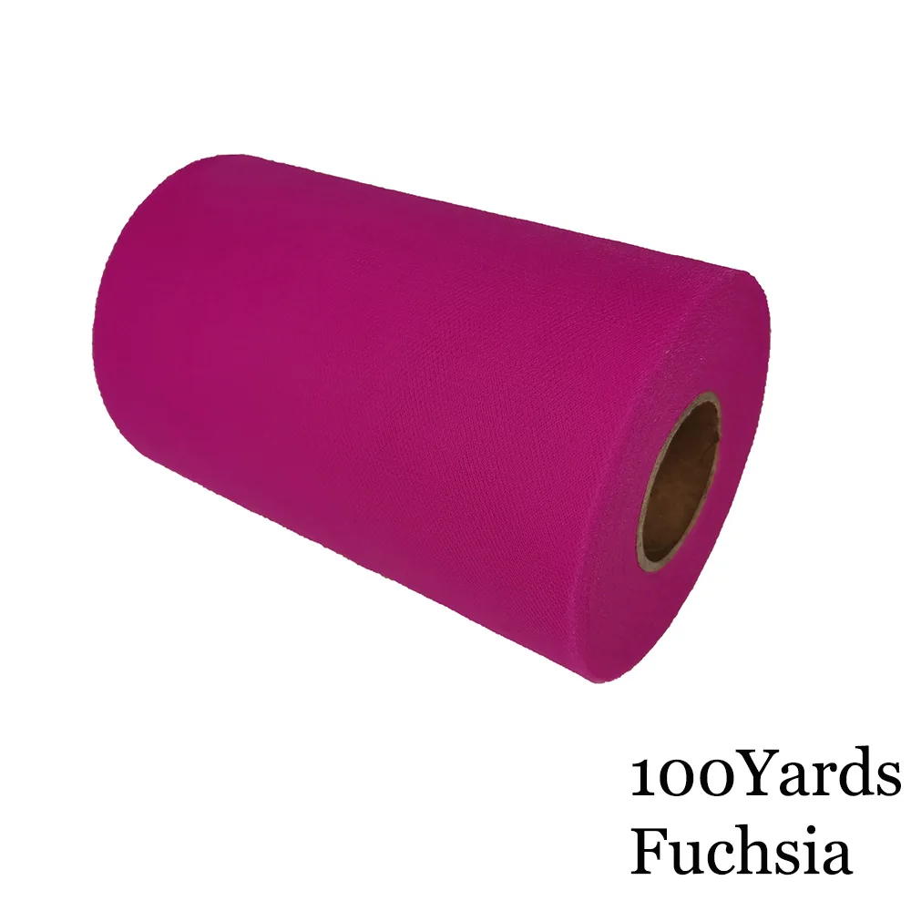 Fuchsia 15 см, 100 ярдов, фатиновая пачка в рулоне, 6 дюймов, Тюлевая пачка для душа для малышей, сделай сам, для свадебной вечеринки, дня рождения, без шитья, вечерние пачки, декоративные принадлежности - Цвет: Fuchsia