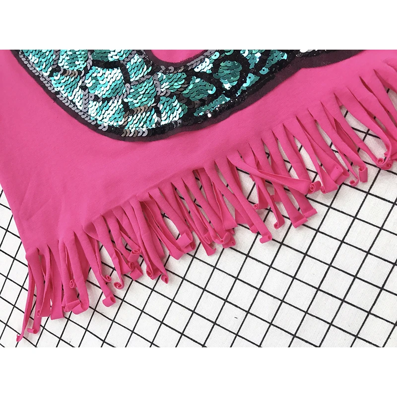 Baby Girl Embroidery Dress Cartoon Mermaid Sequins Tassel Dresses For Girls Summer Beach Children Clothing Kids Vestidos | Детская