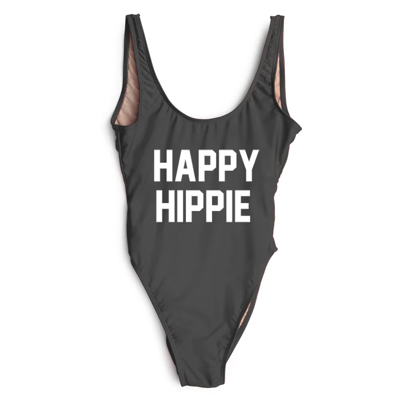 Женский купальник с принтом HAPPY HIPPIE сексуальный высоким вырезом для женщин maillot de