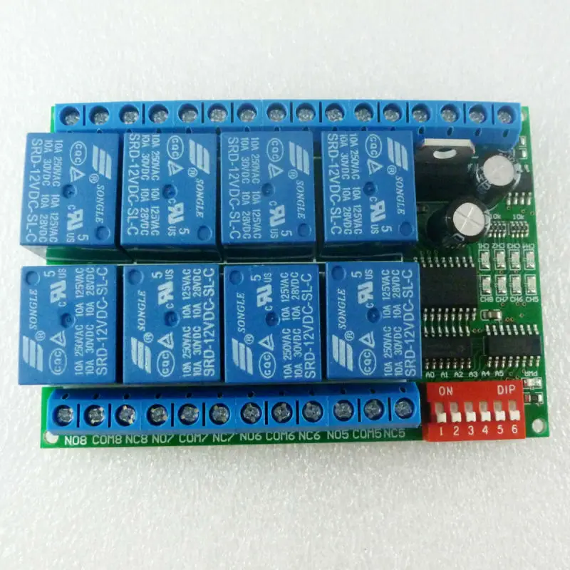 Релейный модуль Modbus RTU 485 8 каналов 12 В постоянного тока RS485 пульт дистанционного