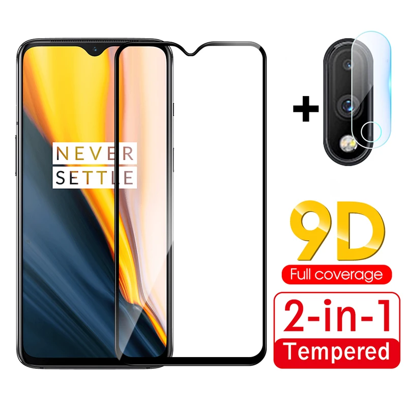 2 в 1 9D закаленное стекло для Oneplus 7 6 6T + полное покрытие Задняя камера объектив