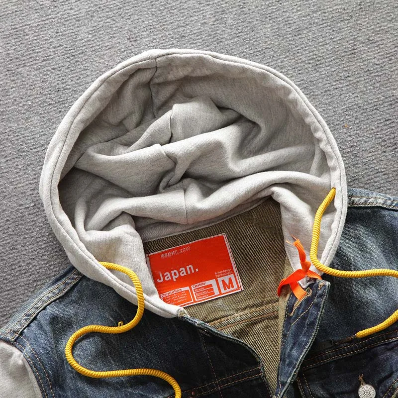 Мужская джинсовая куртка с капюшоном на весну-осень 2017 | одежда