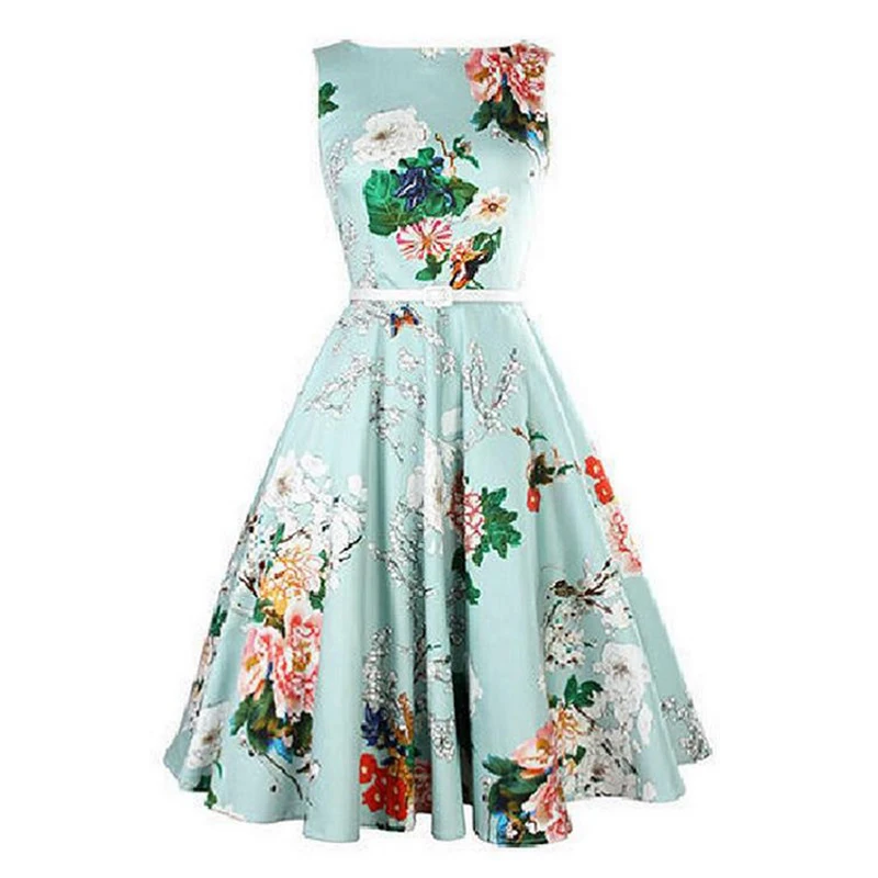 Лето Цветочные платья женщин 2017 Ретро старинные рукавов 50 s 60 dress vestidos рокабилли