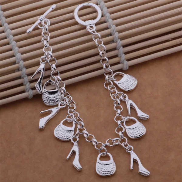 Elegant Gorgeous AH052 Wholesale Silver Plated Gift Women Lady Nice High Quality Fashion Jewelry High-heeled Shoes Lock To |