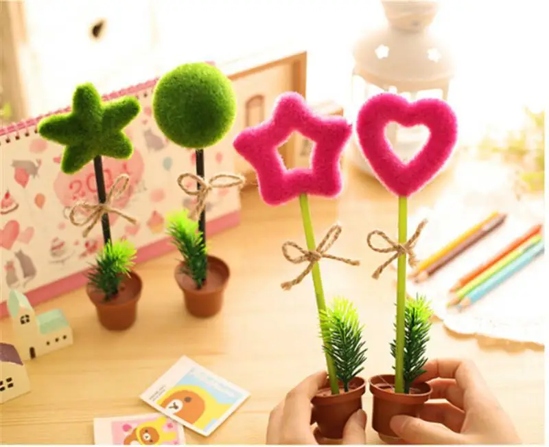 Забавное растение бонсай ручка знак шариковые канцелярские принадлежности для