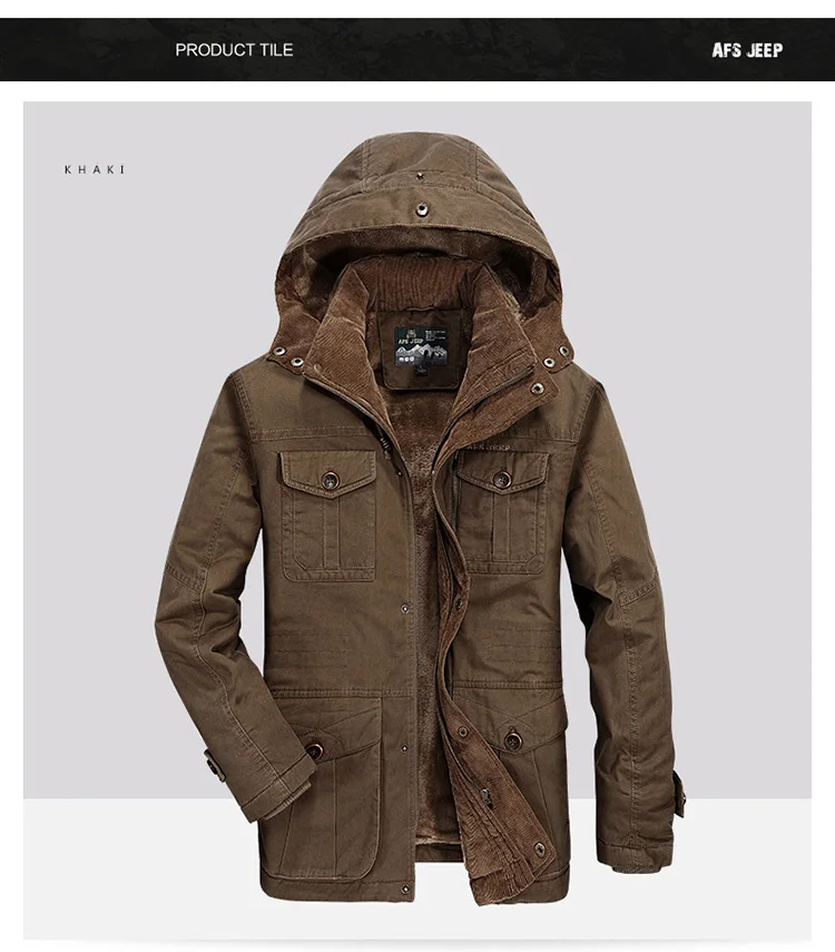 AFS JEEP брендовая Толстая парка, мужская хлопковая кашемировая зимняя куртка, мужская повседневная куртка, мужские парки, hombre размера плюс 4XL, jaqueta masculina