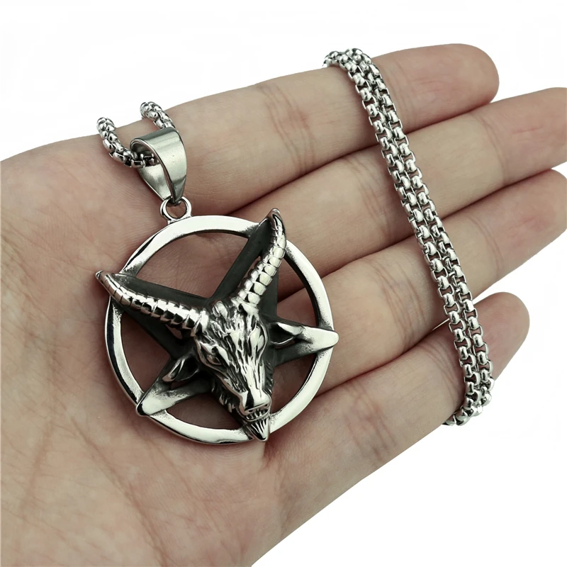 Мужская подвеска на цепочке Baphomet Goat Pentagram Devil Shar Amulet из нержавеющей стали, ювелирные изделия, длина 45-90 см.