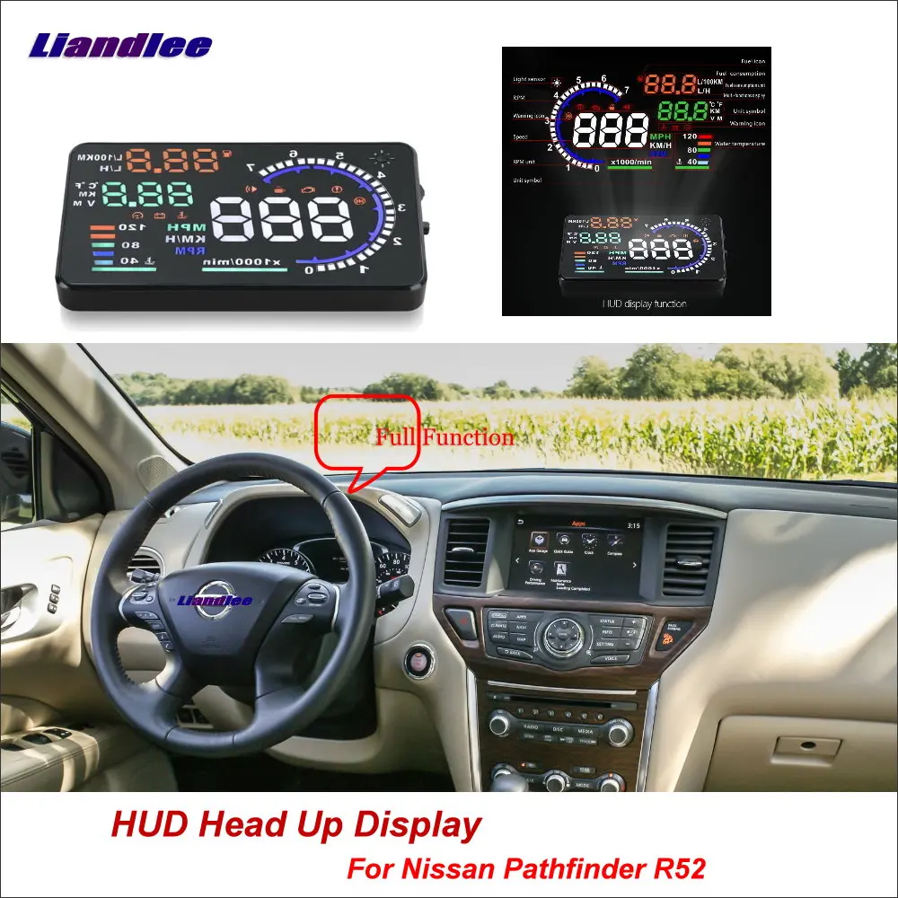 Дисплей на лобовое стекло Liandlee HUD для Nissan Pathfinder R52 2013 2018 полнофункциональный экран