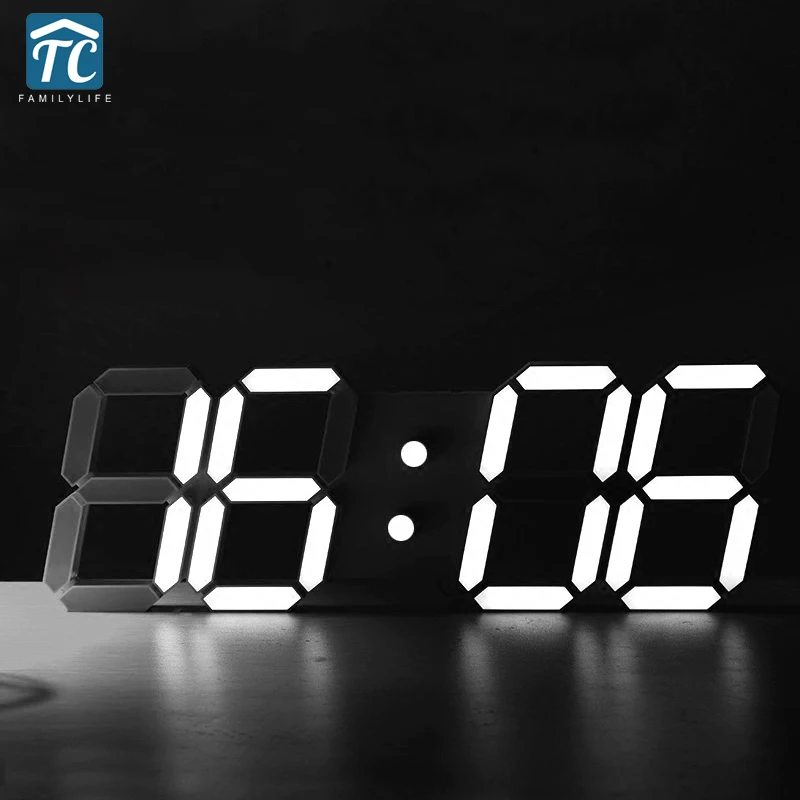 Креативный большой размер 3D LED Настольный цифровой электронный будильник для