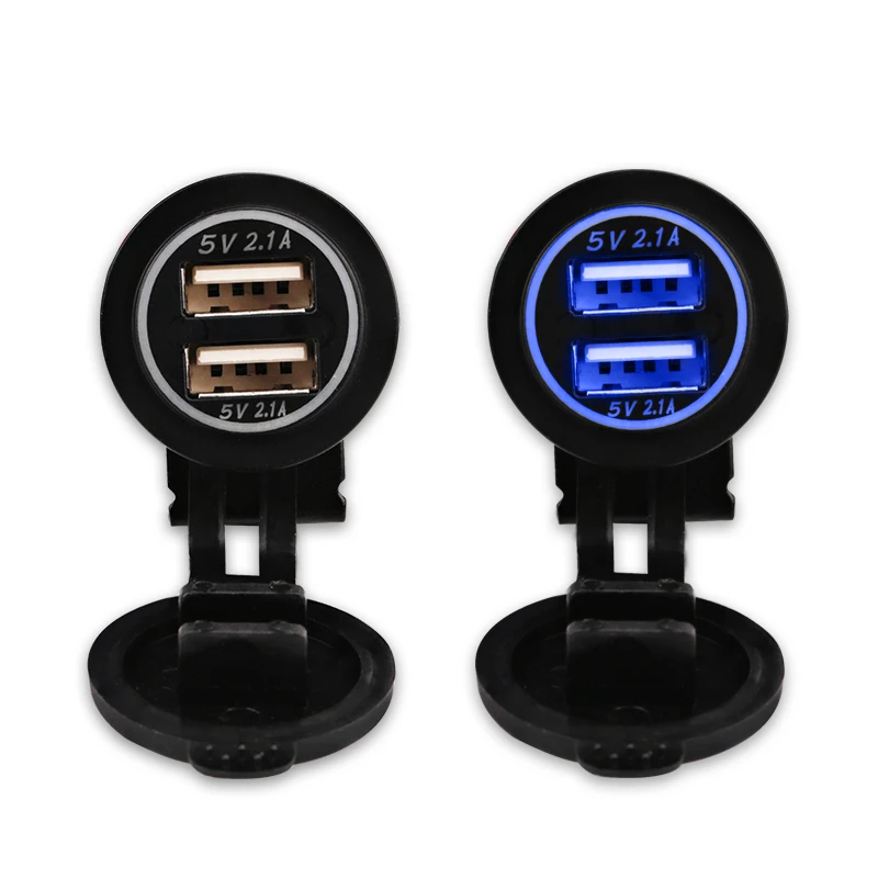 Зарядное устройство с двумя USB портами для мотоциклов 12 В 24 4 2 А|car socket adapter|usb boatusb