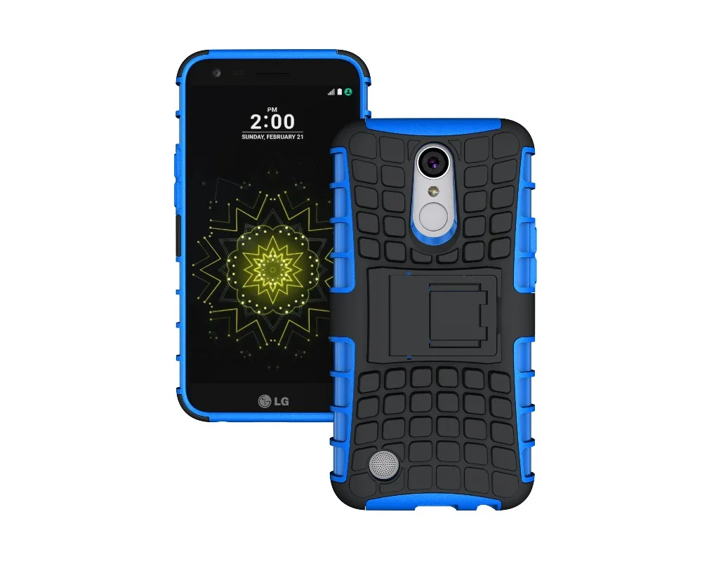 Drop Protection Phone Case For LG K10 2017 LV5 5.3 inch Plaid Tire Soft Silicone TPU+PC Stand Removable Cover Hard shells Rose |
