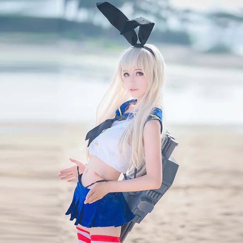 Милые аниме Kantai коллекция Shimakaze униформа моряка в морском стиле косплей носки для