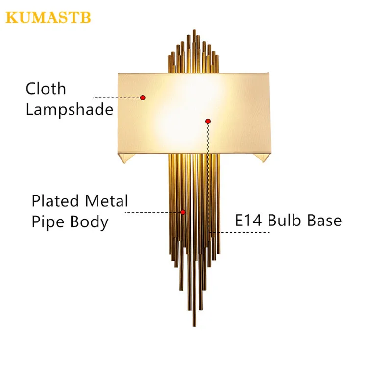 Современный тканевый абажур металлические настенные светильники на трубы