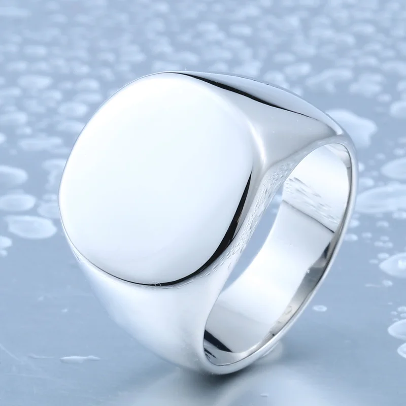 Men's High Roundness Polished Signet Solid Fashion Man's 316L Stainless Steel Biker Unique Ring For Men BR8-403 | Украшения и