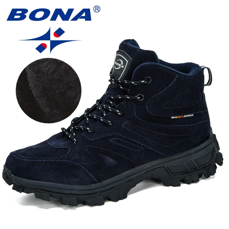 Deep blue S gray BOAN/Новинка года; Дизайнерская обувь для пешего туризма; Мужская нескользящая обувь; обувь для альпинизма; мужские удобные кроссовки для охоты и трекинга - Цвет: Deep blue S gray