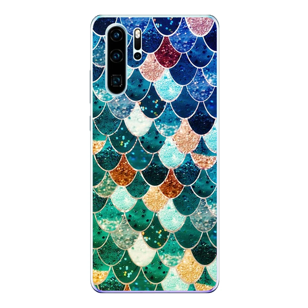 Чехол для Huawei P30 Lite Pro мягкий силиконовый чехол из ТПУ Fundas Happy Color Fish Scales защитный