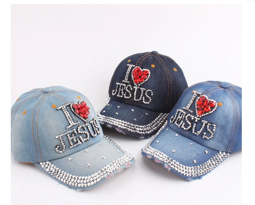 Хами Otwo новая бейсболка джинсы алмаз I LOVE JESUS уличная Snapback шляпа для женщин и мужчин хип-хоп джинсовая хлопковая кепка шапки