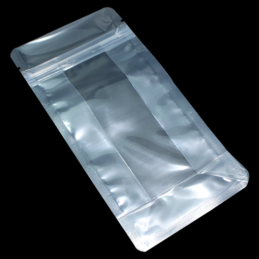100Pcs Clear Plastic Zipper Bag Doypack Stand Up Side Gusset Ziplock Resealable Zip Lock Pouch Food Packaging Dried Fruit Beans | Дом и сад