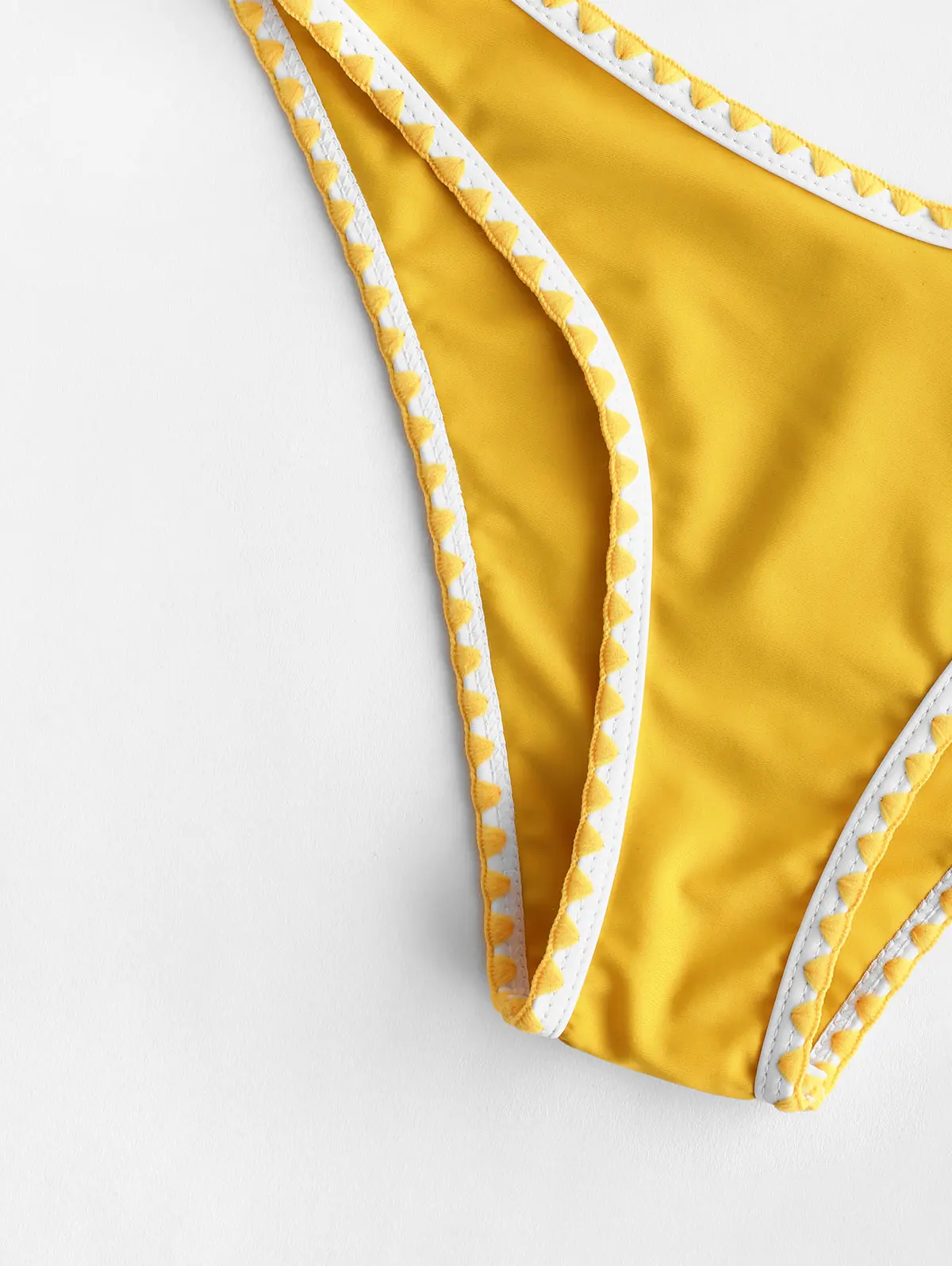 ZAFUL Bikini Embroidered Trim Lace Up Strapless Bikini Push Up Swimwear Sexy Swimsuit Bathing Suit Women Holiday Swimming Bikini