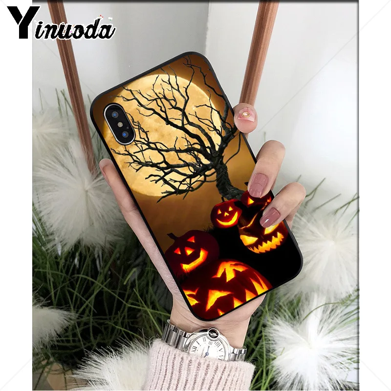 Yinuoda чехол для телефона на Хэллоуин тыква черный мягкий из ТПУ iPhone 6S 6plus 7 7plus 8Plus X Xs