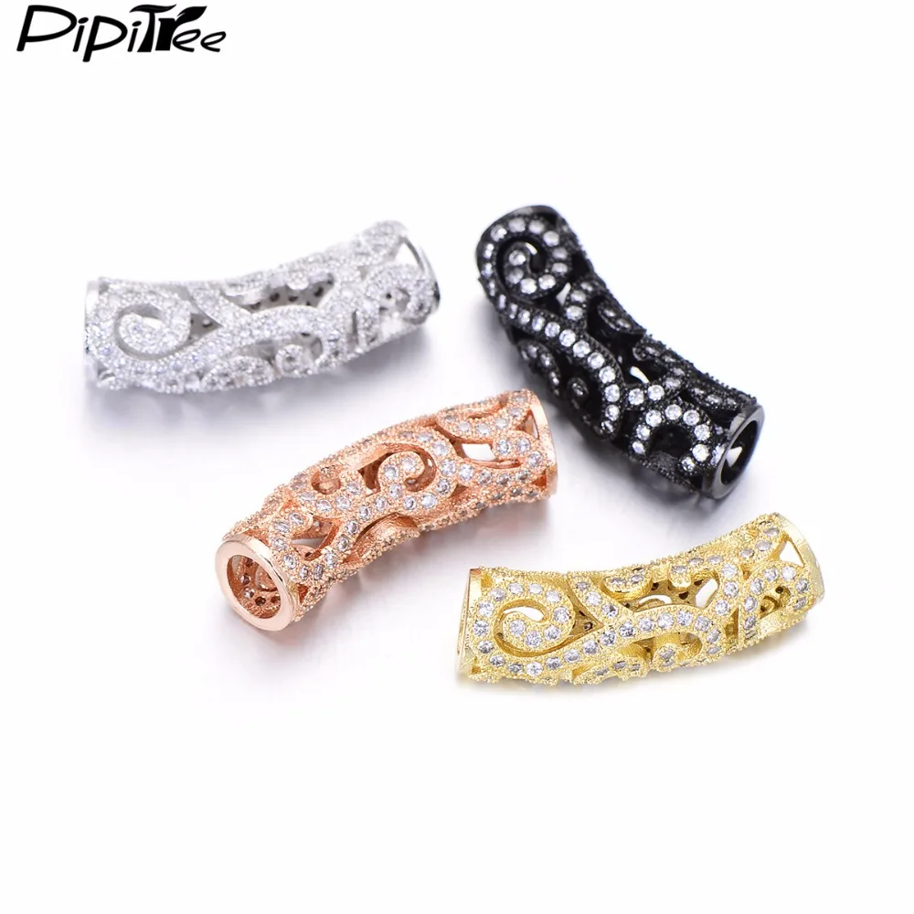 Pipitree Роскошные Полые бусины с большим отверстием из кубического циркония для